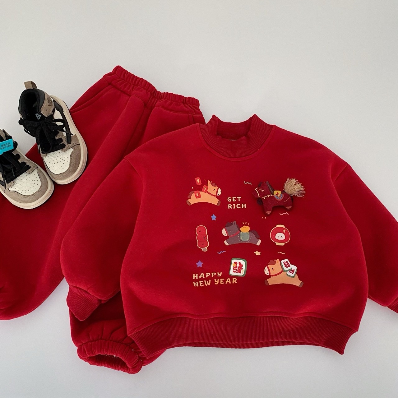 過年款加絨上衣+長褲套裝